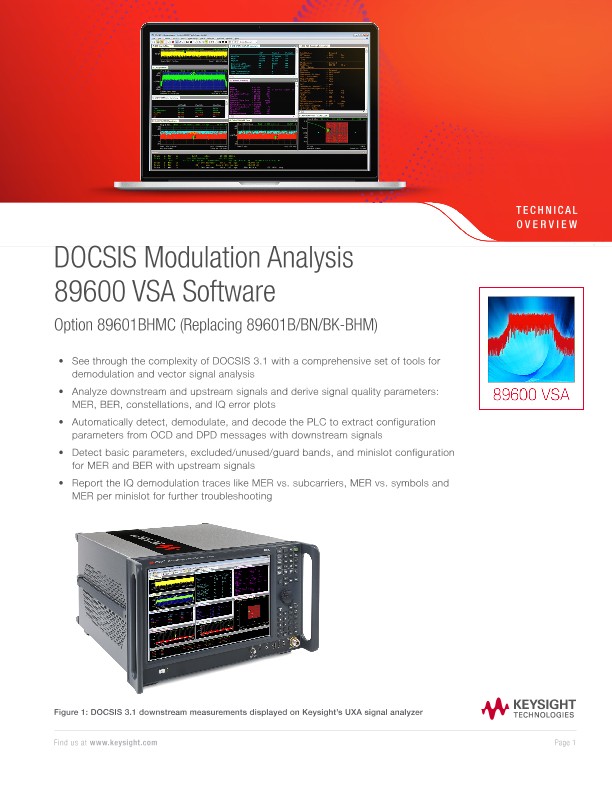 DOCSIS Modulation Analysis 89600 VSA Software Option 89601BHMC PDF